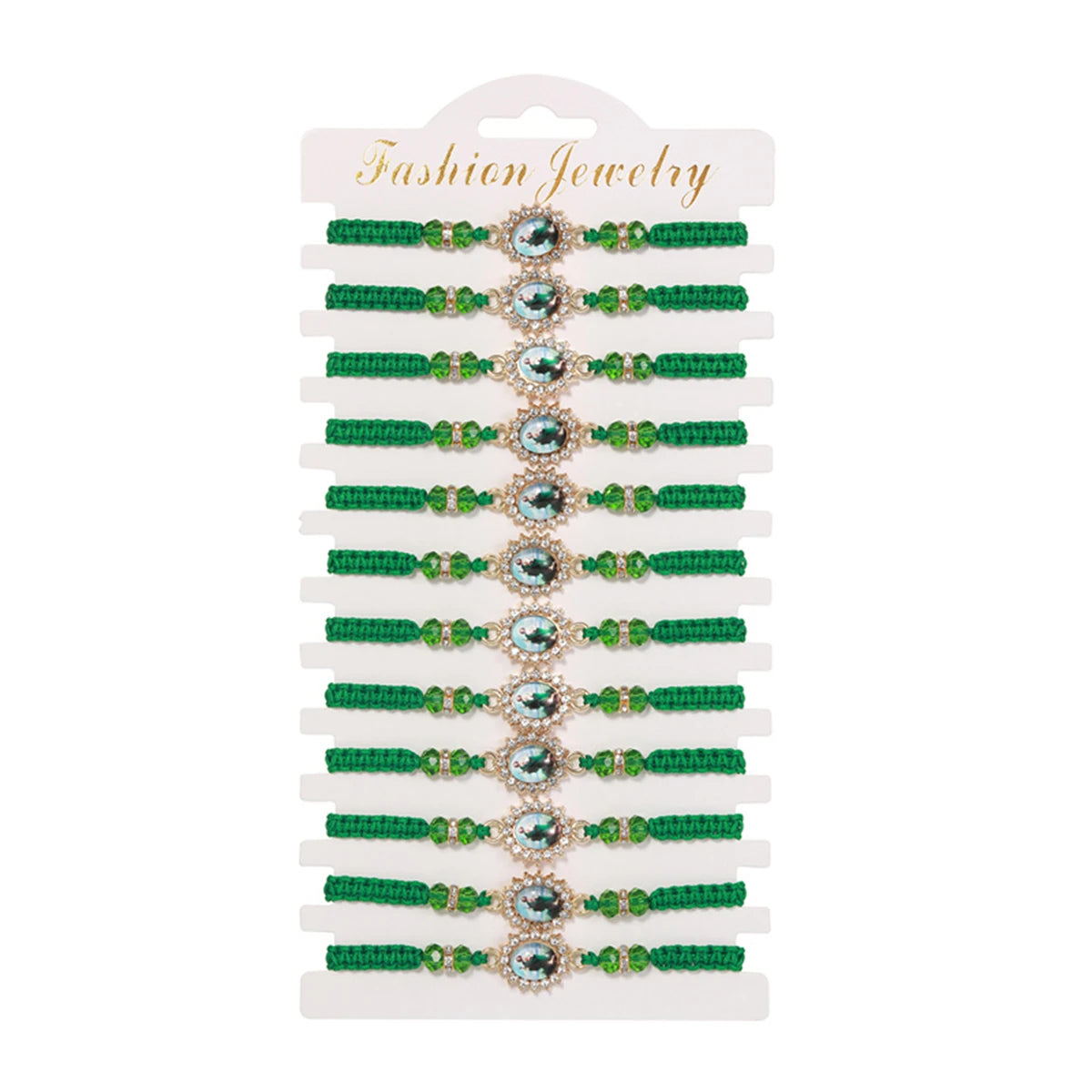 12pcs Mexican Saint Jude Bracelets – Handmade San Judas Tadeo Catholic Green String Rosary Bracelets Religious Gift Set