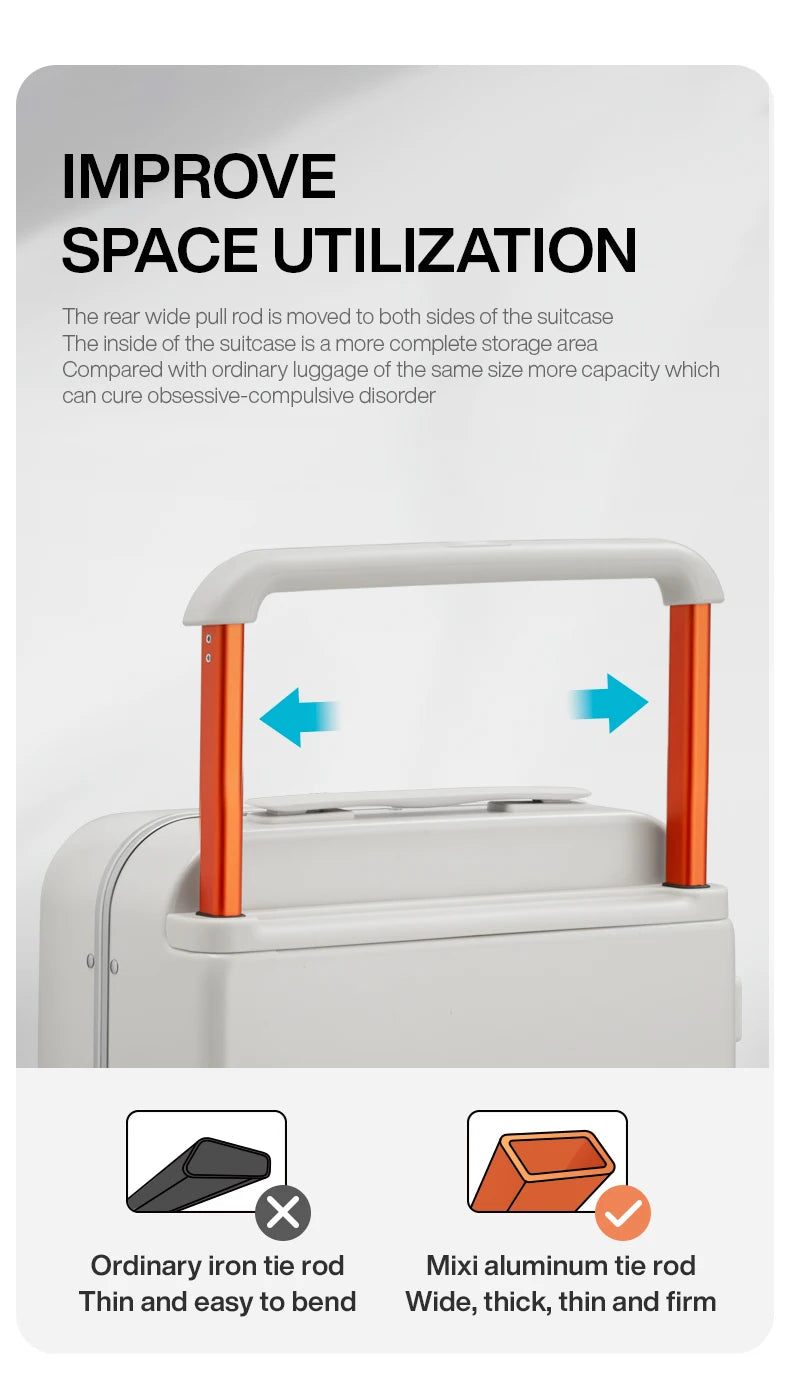 Mixi 20" Wide Handle Carry-On Suitcase — New Design Travel Trolley with Aluminum Frame, Unisex PC Luggage M9275