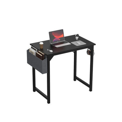 Computer Desk – Modern Compact Writing & Gaming Table with Side Bag, Headphone Hook, Easy Assembly