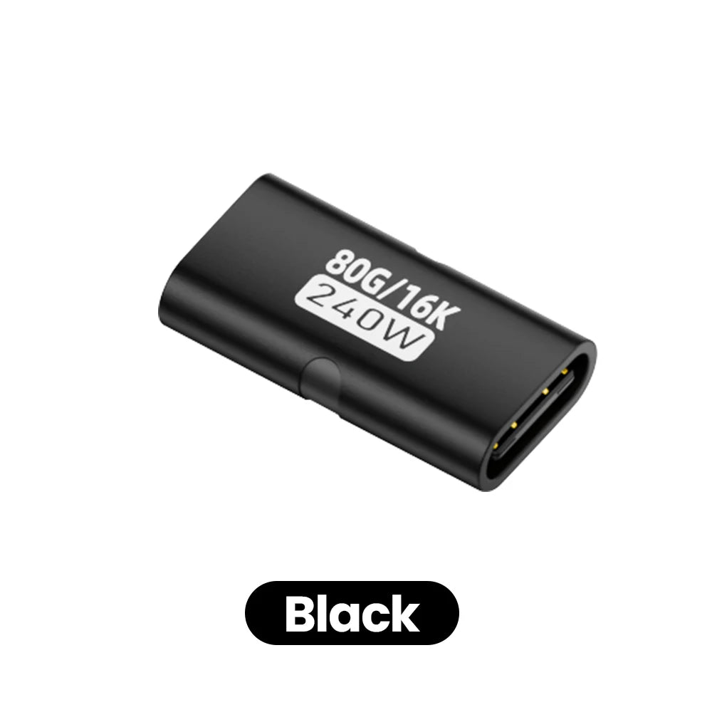 USB-C Female-to-Female Adapter – PD 3.1 240W Fast Charging, 80Gbps Data Transfer, 16K 60Hz Video Support Connector