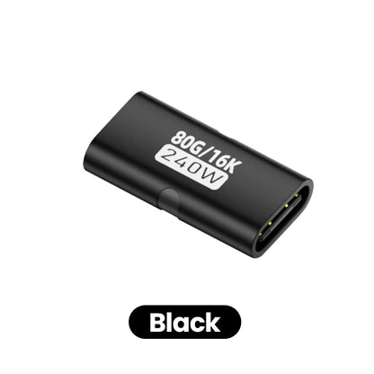 USB-C Female-to-Female Adapter – PD 3.1 240W Fast Charging, 80Gbps Data Transfer, 16K 60Hz Video Support Connector