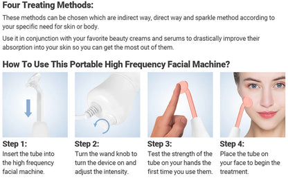 4 in 1 Electrode Glass Tube Machine - High Frequency Skin Spot Acne Wand for Facial Spa & Skin Care Electrotherapy