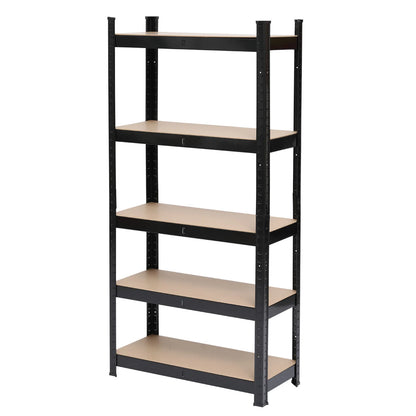5-Tier Heavy Duty Metal Shelving Rack – Black Garage Storage Shelf Unit