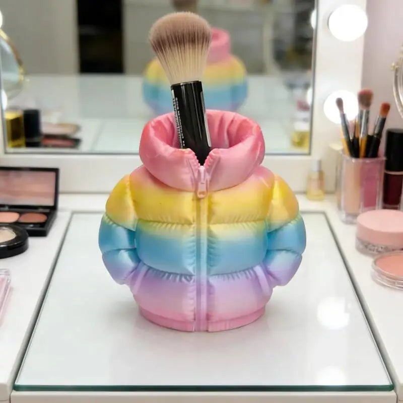3D Puffer Jacket Pen Holder - Cute Creative Desk Organizer, Stand-Up Pen Pouch for Office & Home