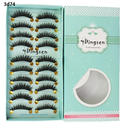 DINGSEN 10 Pairs Handmade Eyelash Fans – Individual False Lashes for Beauty & Makeup, Factory Price