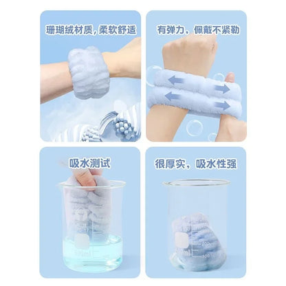 Microfiber Wrist Washband – Absorbent Wrist Sweatband Scrunchies for Women, Face Wash Towel Band, Headband Accessory
