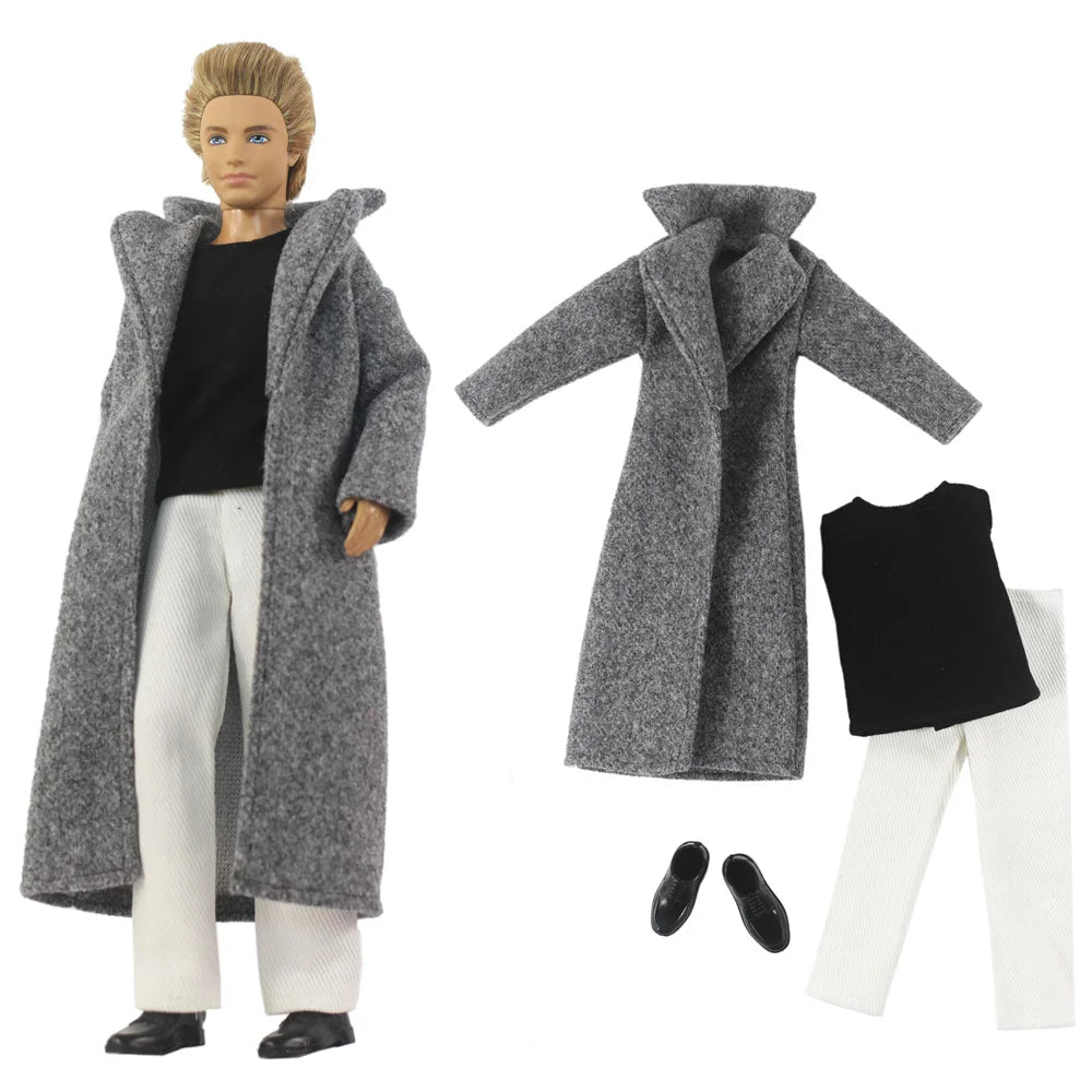 12" Ken Doll Clothes — Woolen Overcoat Outfit with Multiple Styles to Choose From