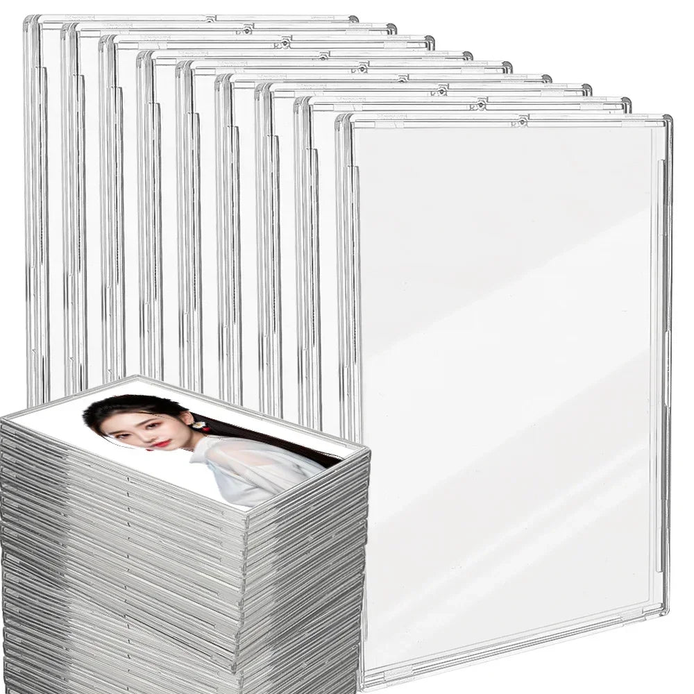 Clear Acrylic Snap Card Holder Case – Protective Trading Card Display Sleeve for Gaming, Sports & K-Pop Idol Photo Storage (Non-Magnetic)