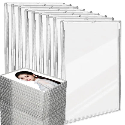 Clear Acrylic Snap Card Holder Case – Protective Trading Card Display Sleeve for Gaming, Sports & K-Pop Idol Photo Storage (Non-Magnetic)