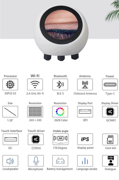 espHome XiaoZhi AI Voice Chat Robot Ball - ESP32-S3 1.28" LCD Development Board with WiFi & Clock