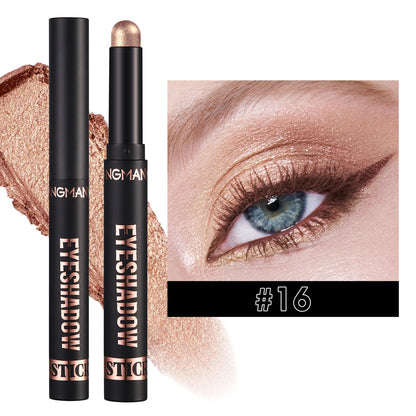 LANGMANNI 16-Color Pearl Waterproof Eyeshadow Stick – Long-Lasting Color & Face Highlight