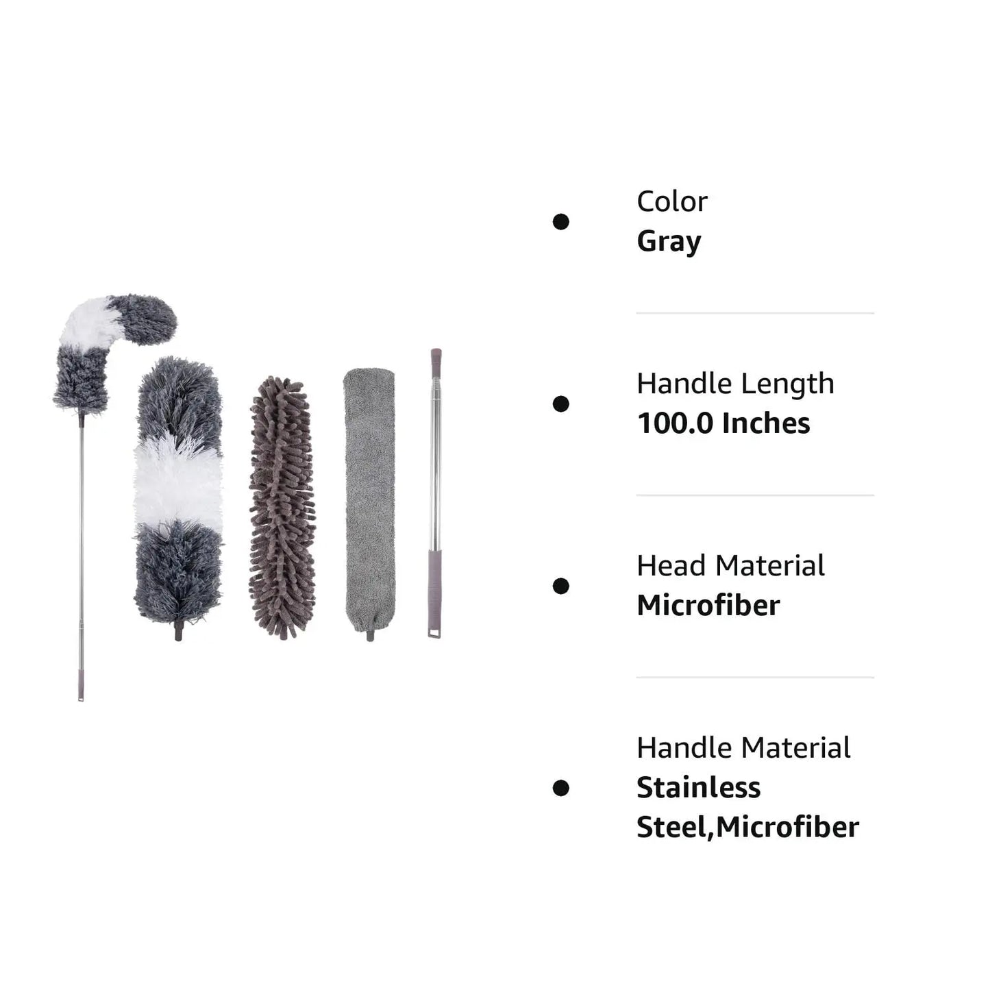 Telescopic Microfiber Duster – 250cm Extendable Washable Brush for Spider Web & Dust Cleaning