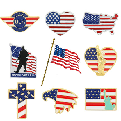 USA Flag Lapel Pin – Cute Coat of Arms & American Map Brooch, National Emblem Button Badge