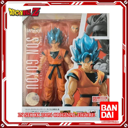 Original Bandai Dragon Ball Z S.H.Figuarts — Super Saiyan God Blue Son Goku Action Figure Model Toy