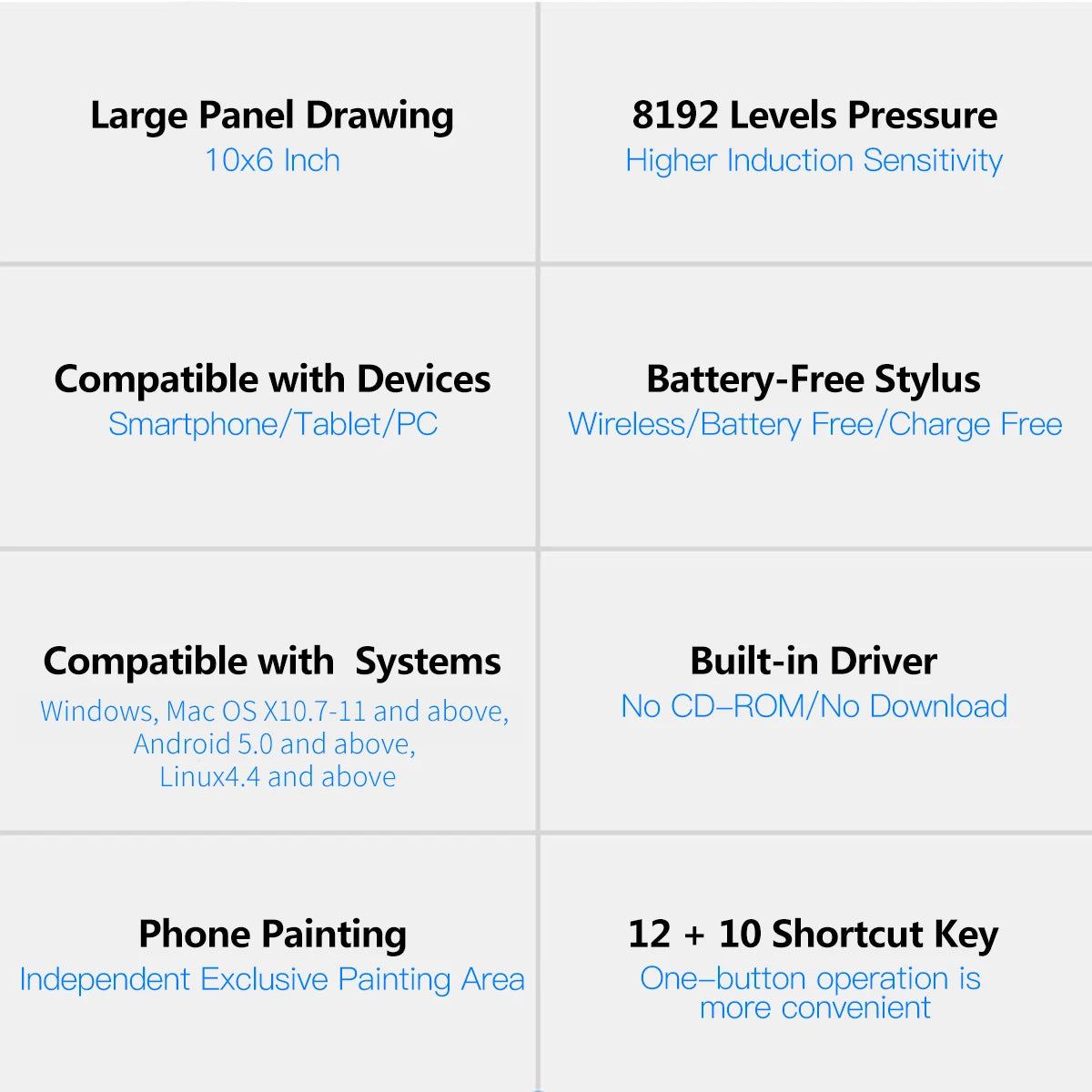 10x6 Inch Professional Graphics Drawing Tablet – 12 Express Keys for Windows & Mac, Digital Painting & Design Tool
