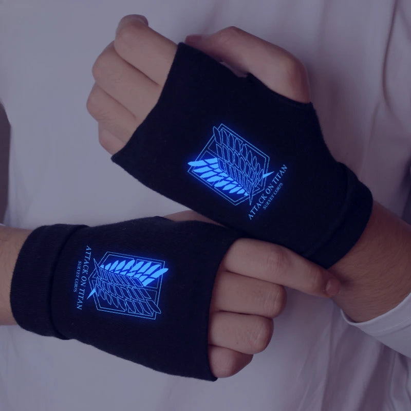Anime Naruto Luminous Fingerless Gloves – Konoha Uchiha Itachi Cosplay Cotton Warm Wrist Gloves for Kids Christmas Gift