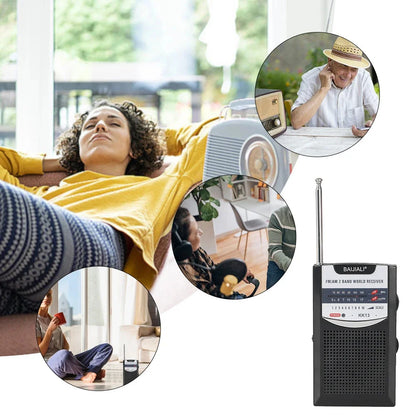Portable AM/FM Pocket Radio with Telescopic Antenna - Battery Operated Radio Player for Elderly, Home, Walking and Camping