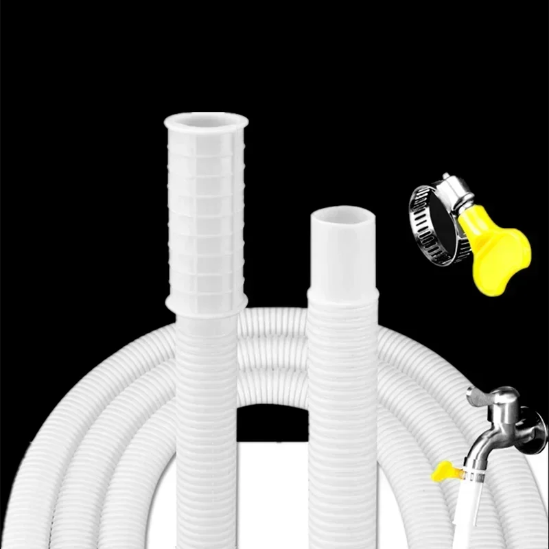 Flexible Air Conditioning & Washing Machine Drain Hose — Water Inlet Extension Pipe with Faucet Connector for Bathroom & Kitchen