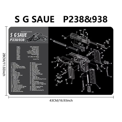 Gun Cleaning Rubber Mat Mouse Pad – AR15, AK47, Remington 870, GLOCK Gen4/Gen5, CZ-75, P220, P226, P229, Beretta 92, 1911 3D Work Mat
