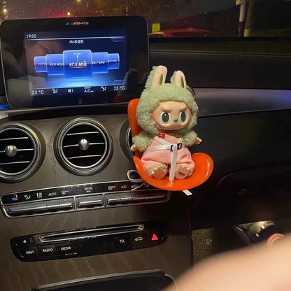New 15-17cm Labubu Doll Safety Seat – Cute Doll Air Outlet Aromatherapy Decoration for Car Interior