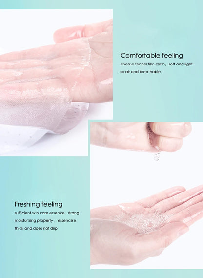 10pcs Hyaluronic Acid Hydrating Facial Mask – Moisturizing, Pore Shrinking Skin Care Face Masks