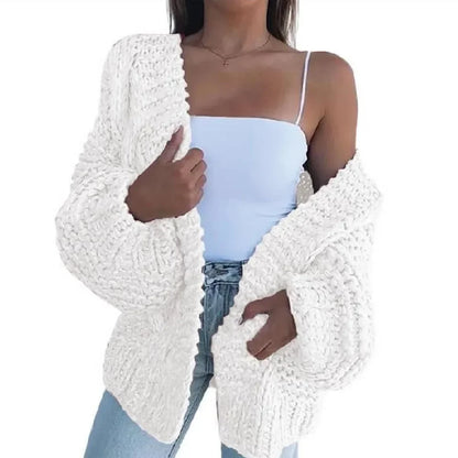 ALLUKASA Women’s Autumn Winter Cardigan – Plush Batwing Long Sleeve Loose Knit Sweater Outerwear Fashion Pullover