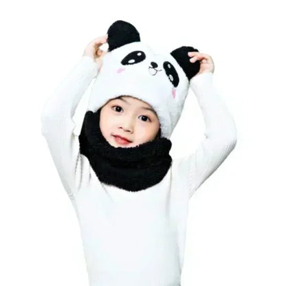 Cartoon Winter Hat for Kids - Thickened Scarf Cap with Fleece for Boys & Girls, 1-18 Years