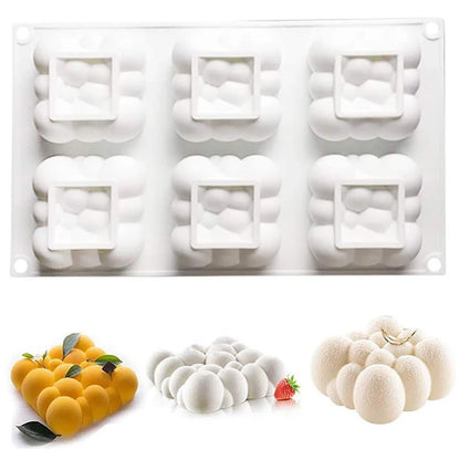 6-Cavity 3D Cloud Silicone Mold – Pastry, Dessert, Mousse, Cake, DIY Craft, Soap & Candle Baking Decoration Tool