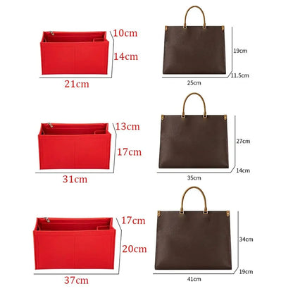 Felt Insert Liner Pouch — Handbag & Tote Bag Organizer for LV Onthego, Internal Purse Storage Accessory