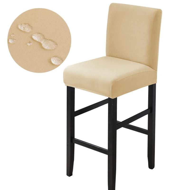 Waterproof Bar Stool Covers - Stretch Short Back Chair Protector Covers for Kitchen Dining Room Cafe Counter Height Seats