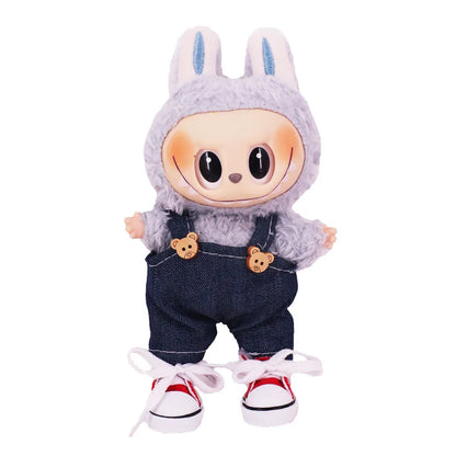3.8cm Doll Shoes for 17cm Labubu Doll — Solid Color Lace-Up Canvas PU Shoes, Doll Clothing Accessories & Girl’s Toy Gift