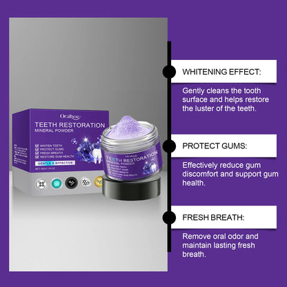 Purple Teeth Whitening Mineral Powder – Teeth Restoration, Stain Removal & Fresh Breath Oral Cleanser