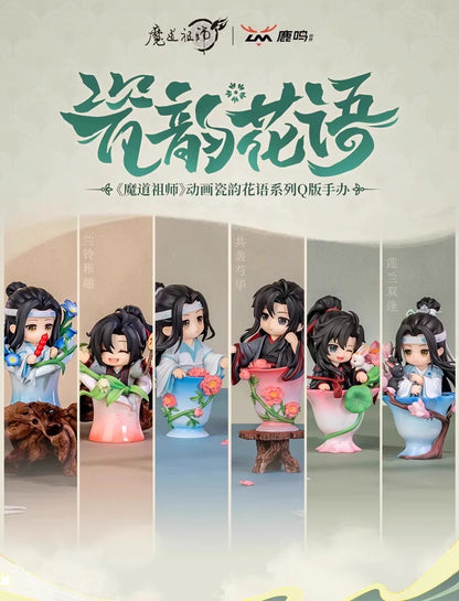 Mo Daozu Stone Porcelain Flower Rhyme Blind Box – Cute Anime Character Collectible Toy Gift for Wei Wuxian & Lan Fans