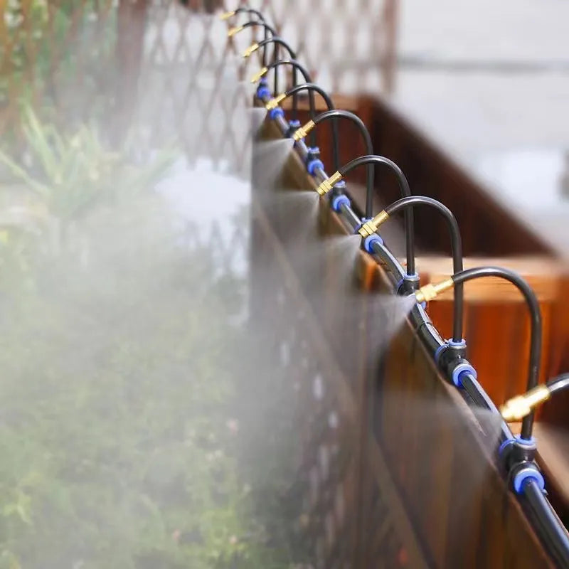 Universal Atomization Sprinkler - Automatic Watering Kits 5-20M with Rotating Copper Nozzle - Ideal for Balcony Rainforest Spray & Garden Irrigation