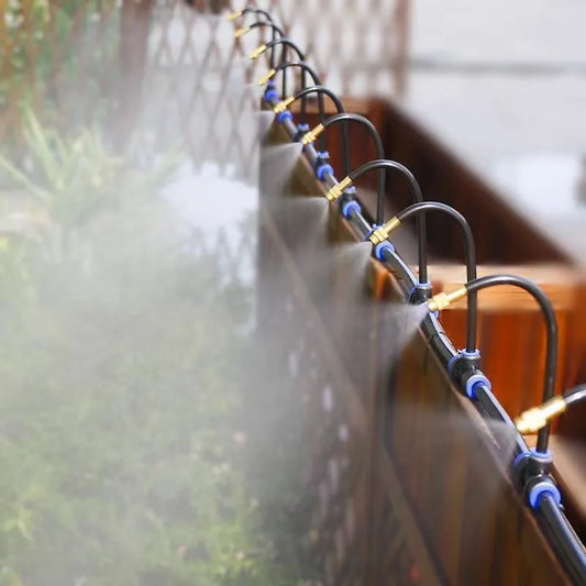 Universal Atomization Sprinkler - Automatic Watering Kits 5-20M with Rotating Copper Nozzle - Ideal for Balcony Rainforest Spray & Garden Irrigation
