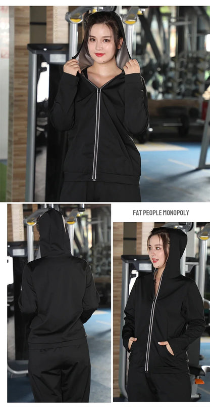 Women's Plus Size Sauna Suit — Gym Clothing Set for Weight Loss, Sweating & Slimming Activewear Tracksuit