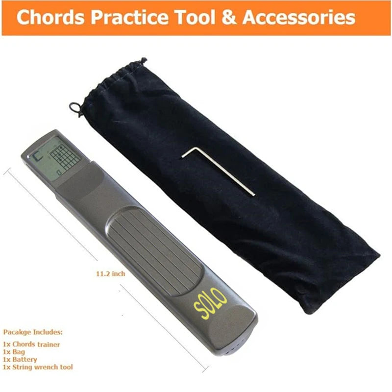 Pocket Guitar Chord Practice Tool - Portable Neck Trainer with Rotatable Chords Chart Screen for Beginners