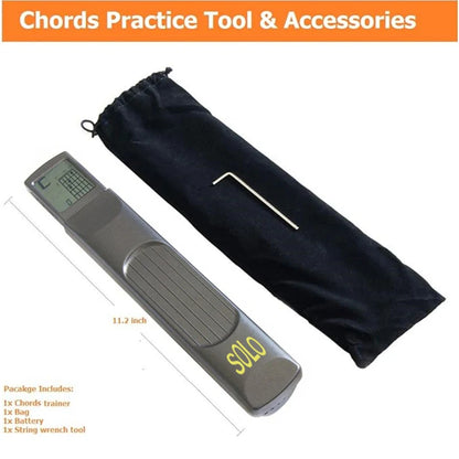 Pocket Guitar Chord Practice Tool - Portable Neck Trainer with Rotatable Chords Chart Screen for Beginners