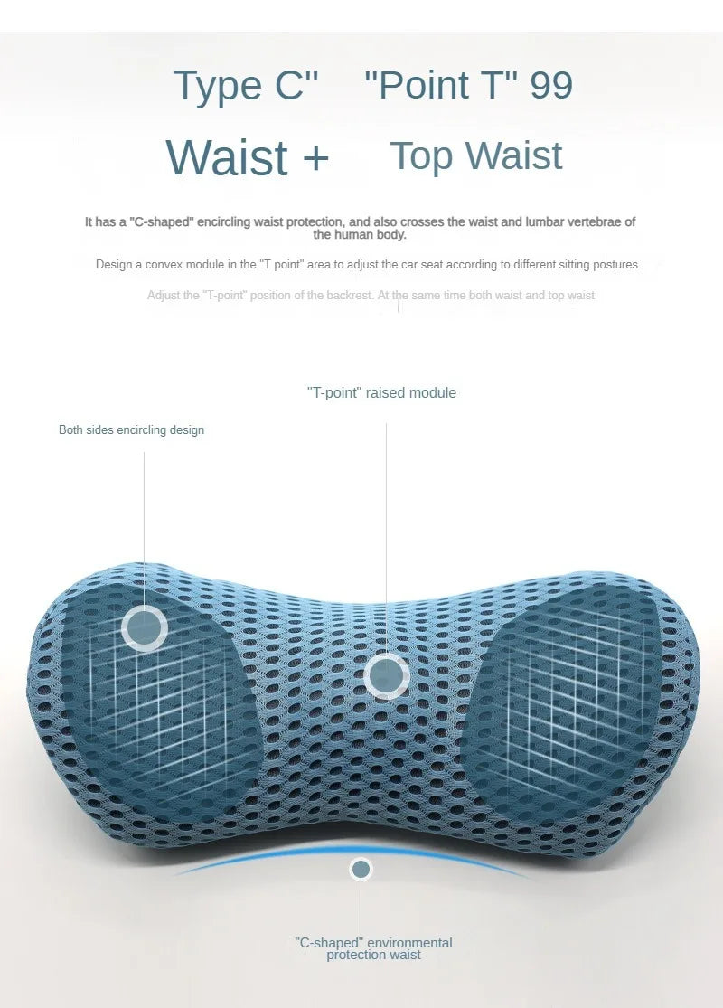 Breathable Memory Foam Cushion – Car Seat, Waist & Lumbar Support Pillow, Bed & Sleeping Interior Accessories