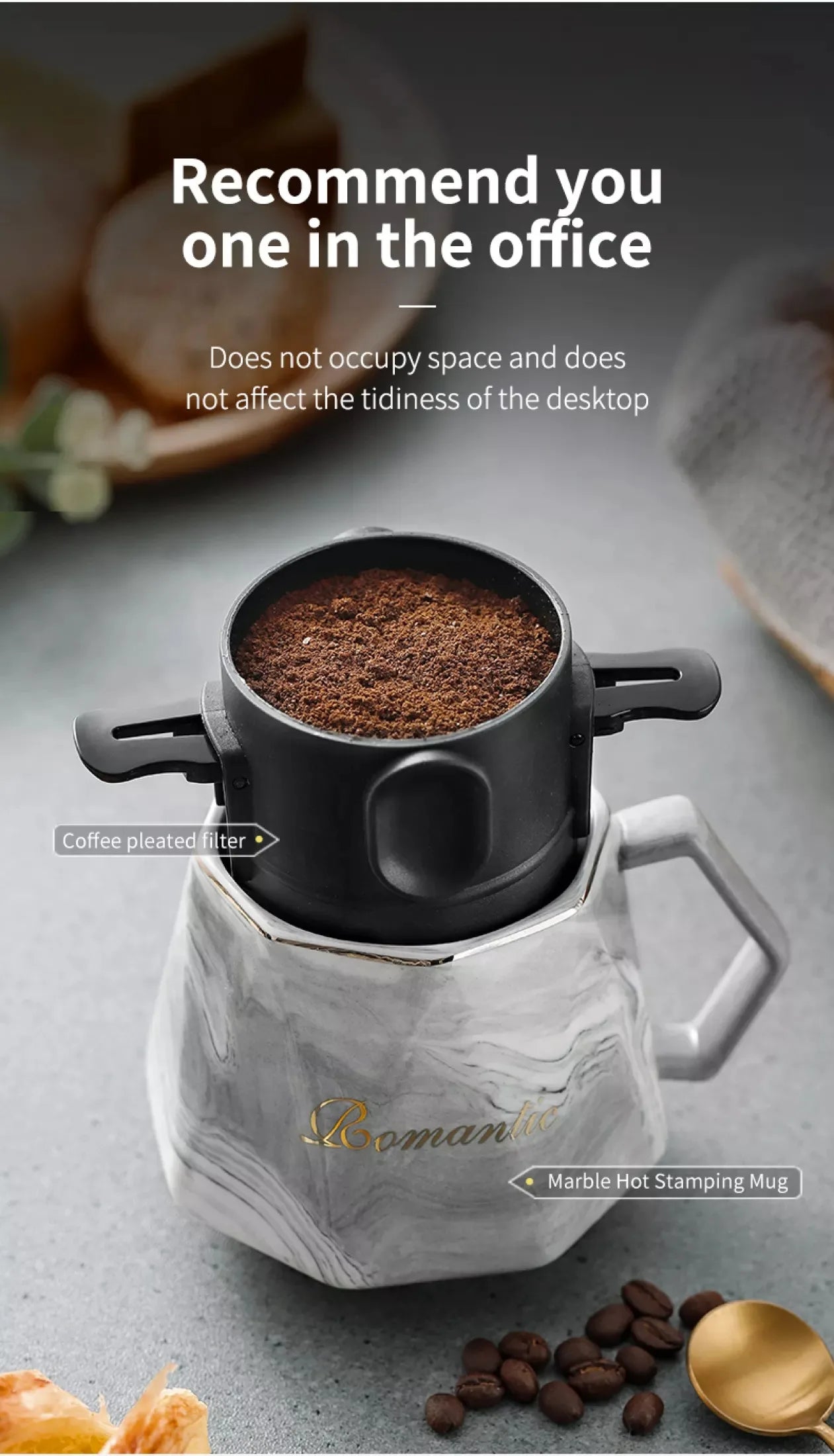 304 Stainless Steel Portable Coffee Filter – Reusable Drip Coffee Tea Holder Mug Set with Coffee Pot & Dripper