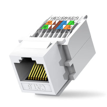 ZOERAX Cat6 Tool-Less RJ45 Keystone Jack — No Punch-Down Module Coupler, White
