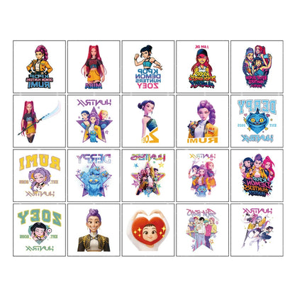 20-25pcs Rumi KPop Demon Hunters Temporary Tattoo Stickers – Cute Cartoon Waterproof Tattoos, Fun Party Gift Ideas
