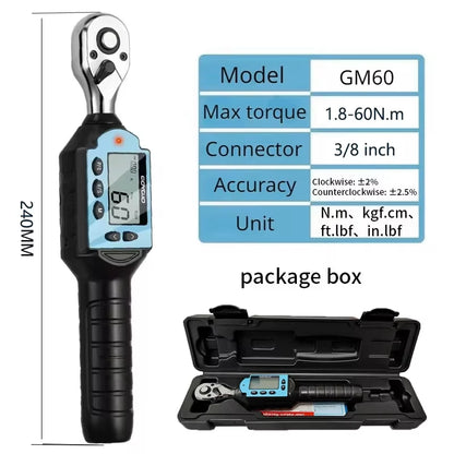 New Digital Preset Torque Wrench | 1/2", 3/8", 1/4" Bidirectional Ratchet for Professional Bicycle Repair