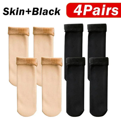 5 Pairs Women’s Winter Thick Thermal Socks — Warm Cashmere Wool Nylon Short Socks for Snow, Boots & Home