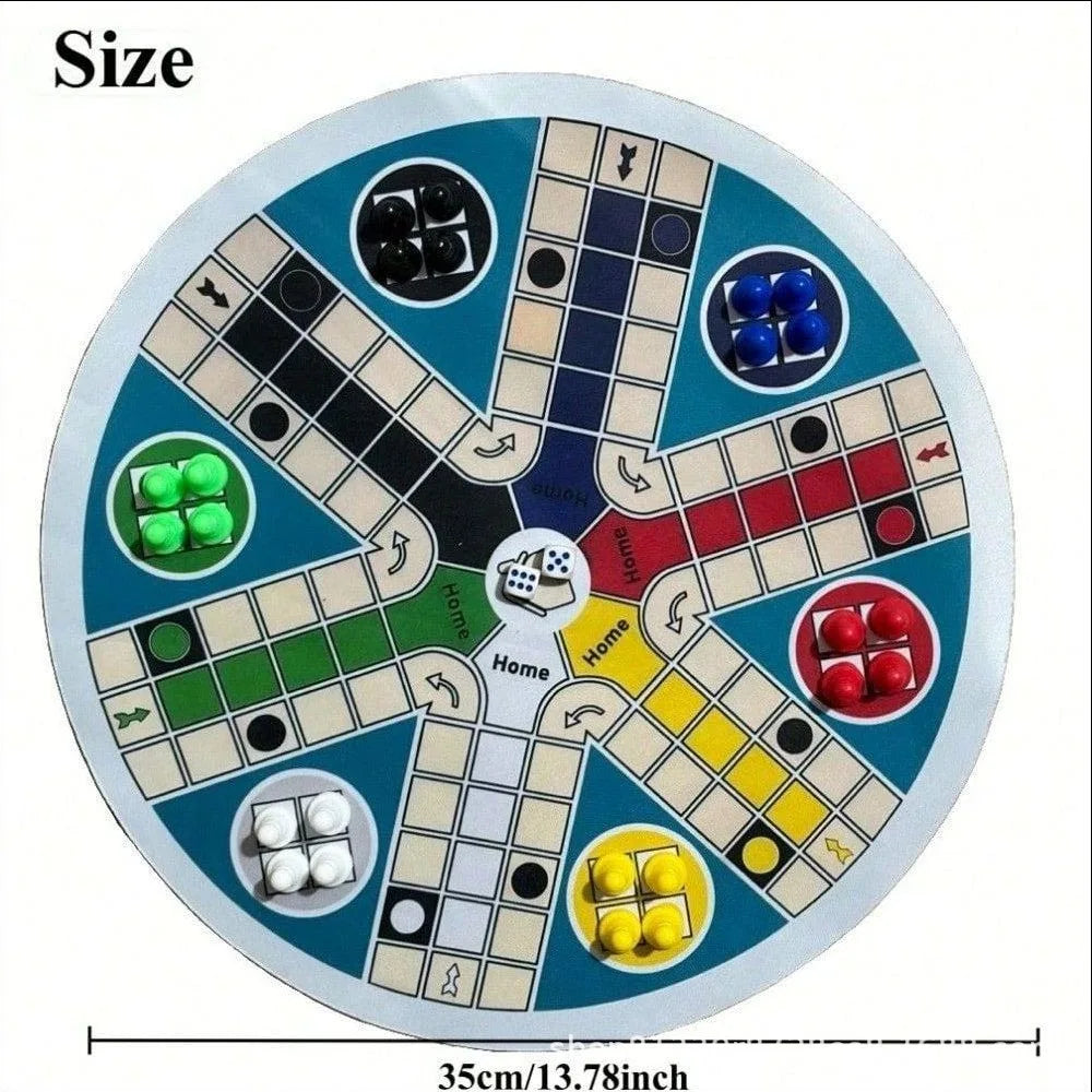 DOWMOO 6-Player Round Flying Chess Board Game (35cm) – Family & Party Multiplayer Parent-Child Fun Casual Tabletop Game Toy
