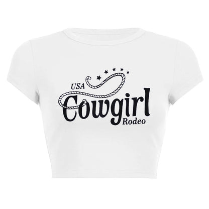 Harajuku Y2K Women’s White Crop Top – Casual Short Loose Summer Tee