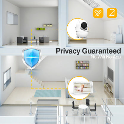 Babystar 7" Video Baby Monitor – 1080P HD IPS Display, Supports 2 HD Cameras, 24-Hour Battery, 1000ft Range, Split-Screen Babyphone