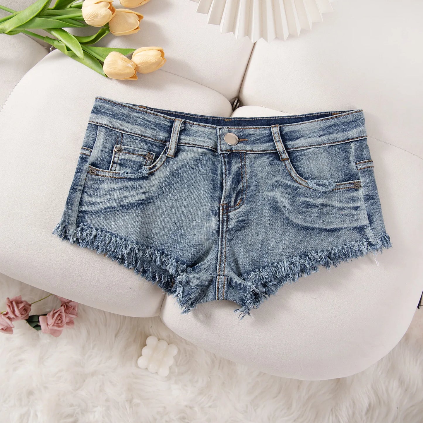 25# Summer Fashion Low-Waist Ripped Denim Shorts — Sexy Hot Pants & Booty Jeans for Women