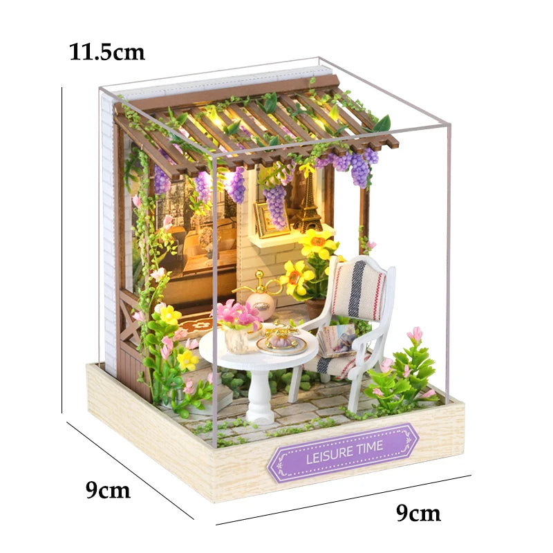 DIY Mini Dollhouse Kit - Handmade 3D Flower House Puzzle Model with Furniture Home Decor Gift