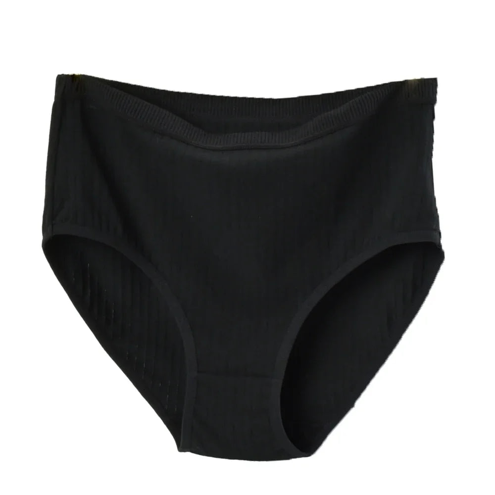 Soft High Waist Cotton Panties – Breathable Plus Size Women’s Underwear, Striped Lingerie Briefs